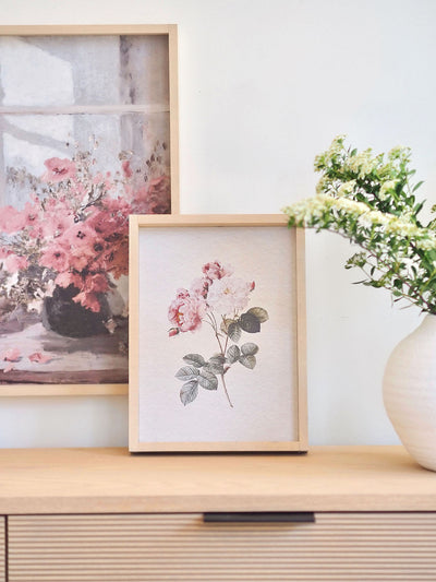Watercolour Rose Framed Print 12x9" - The Cross Decor & Design