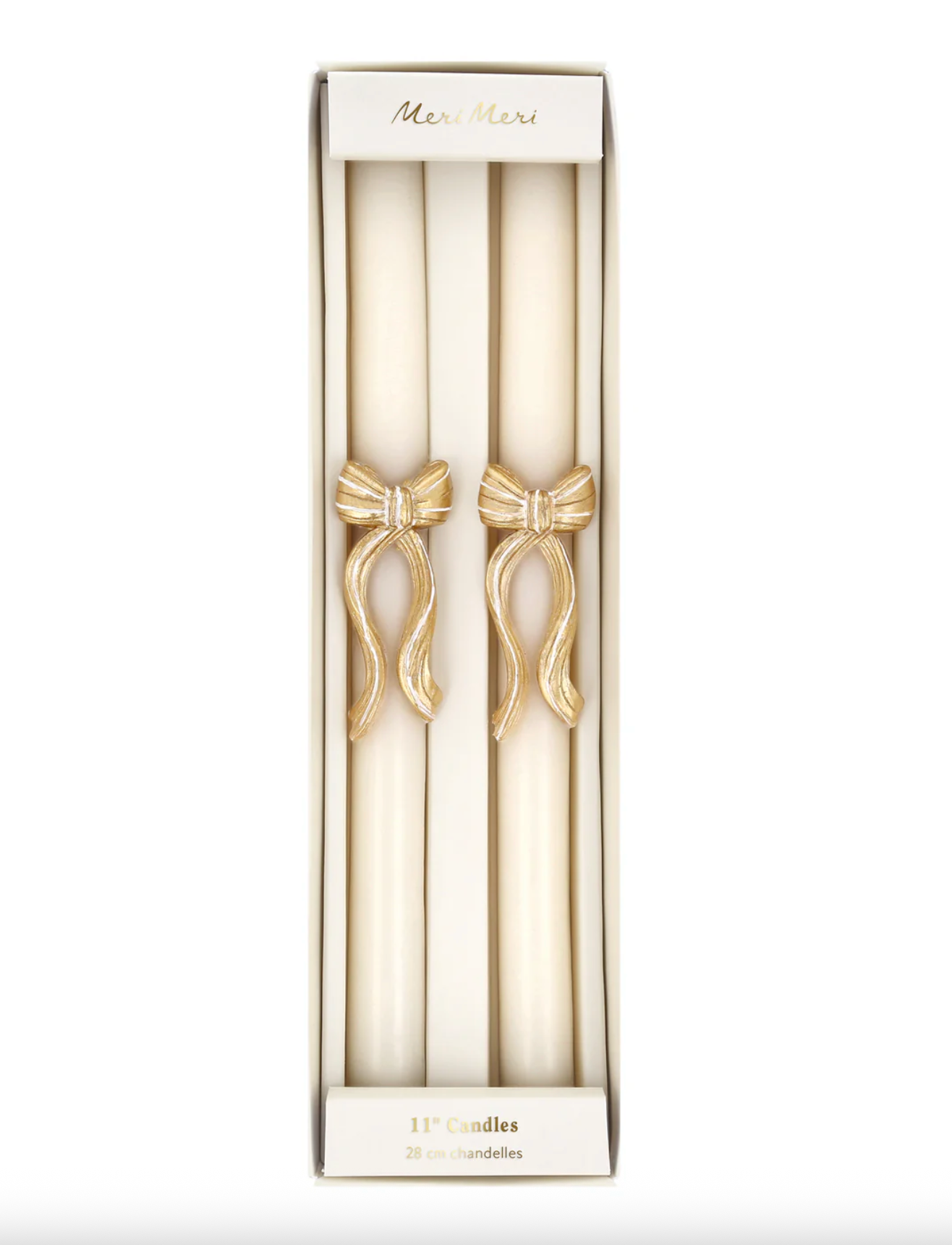 Gold Stripy Bow Table Candles