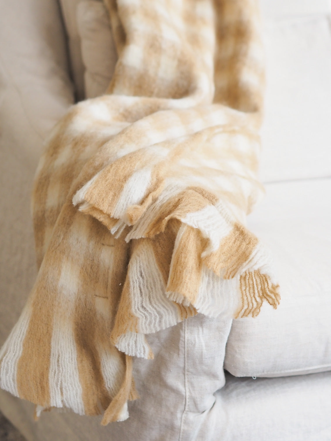 Brookes Gingham Camel Throw - The Cross Decor & Design