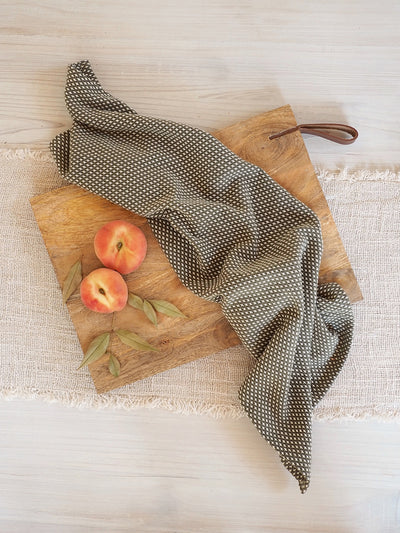 Dobby Green Tea Towel