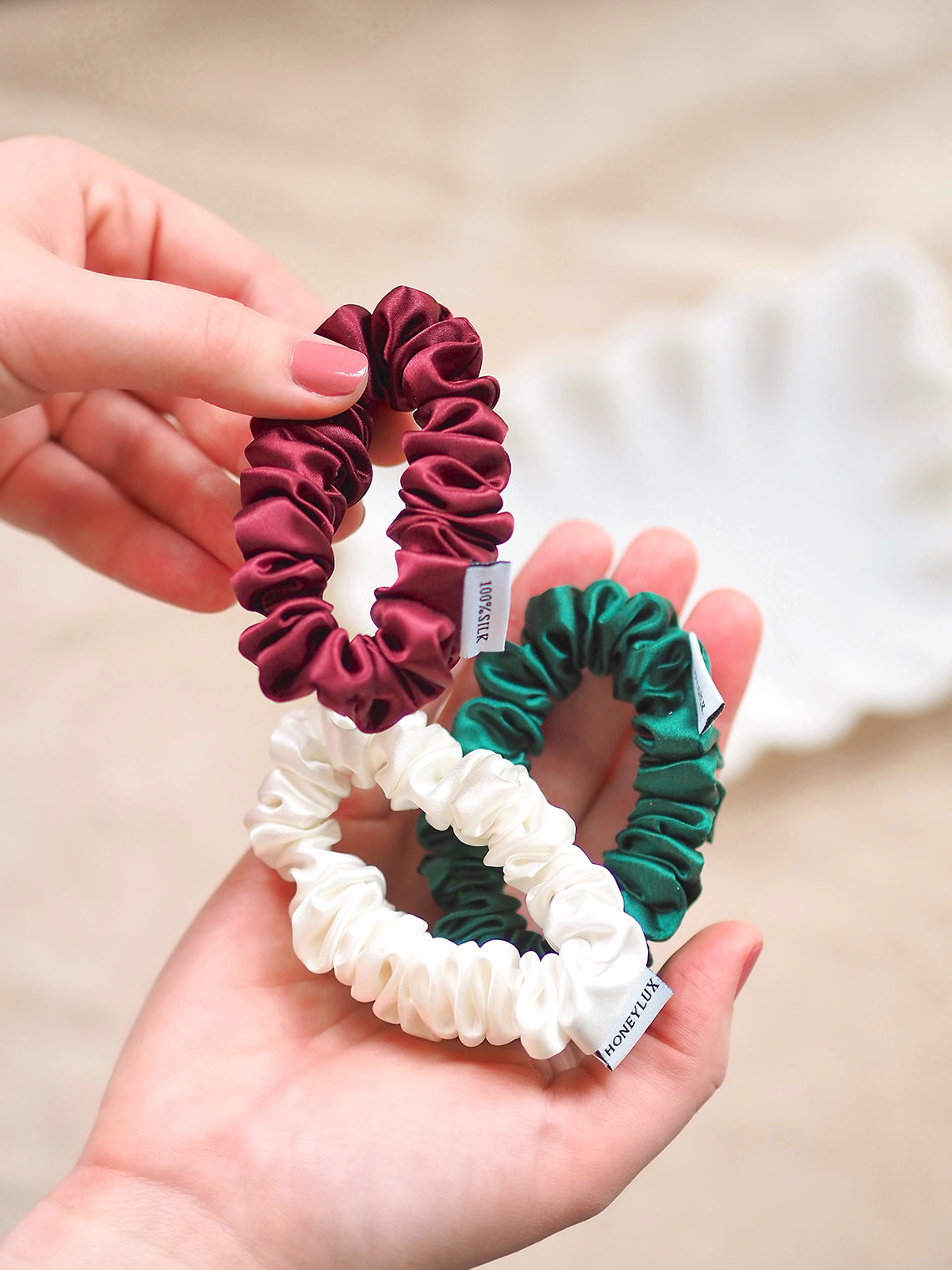 Mistletoe Silk Mini Scrunchie Set