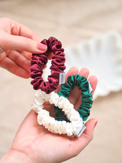 Mistletoe Silk Mini Scrunchie Set