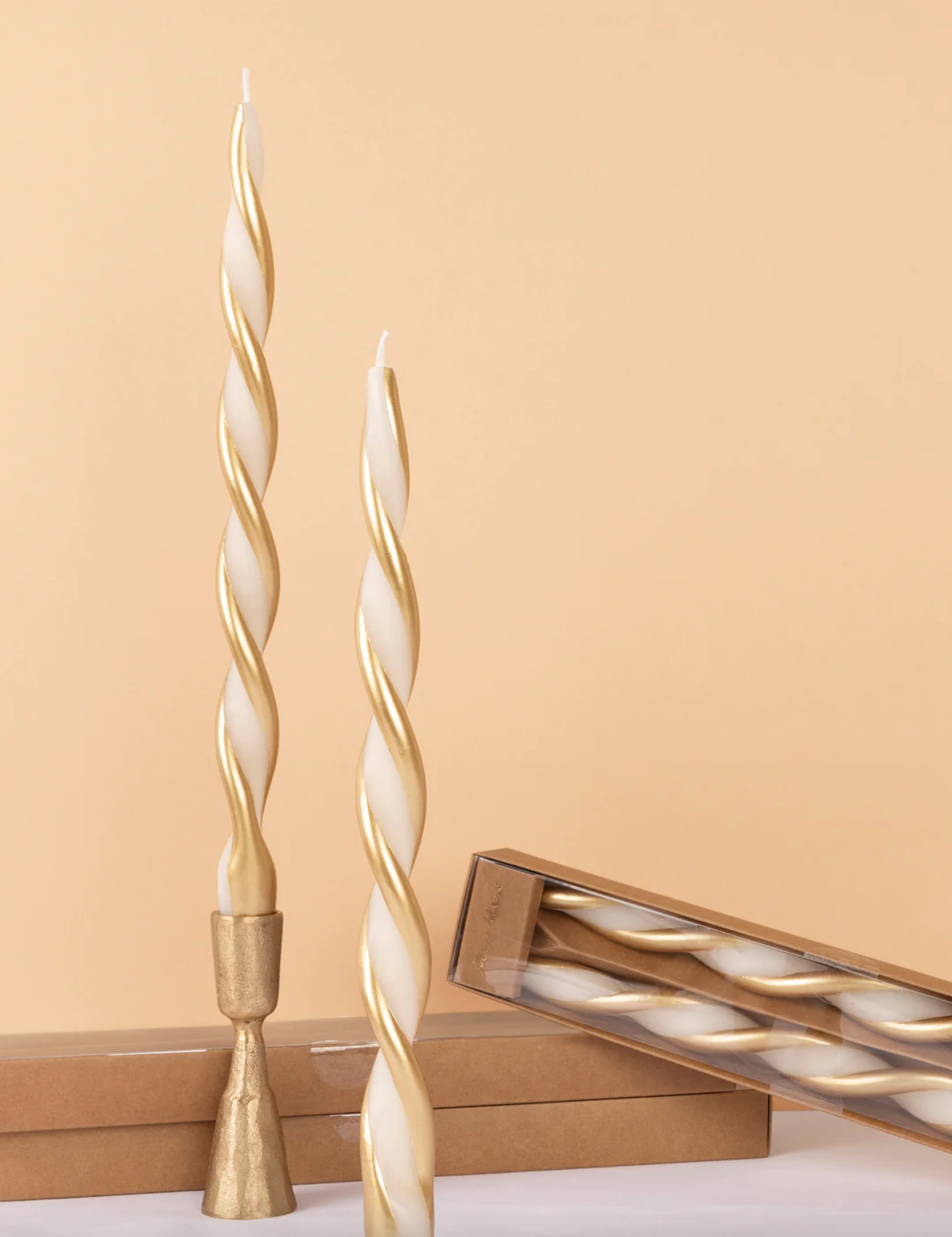 Gold Stripe Twist Candles