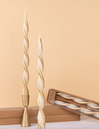 Gold Stripe Twist Candles