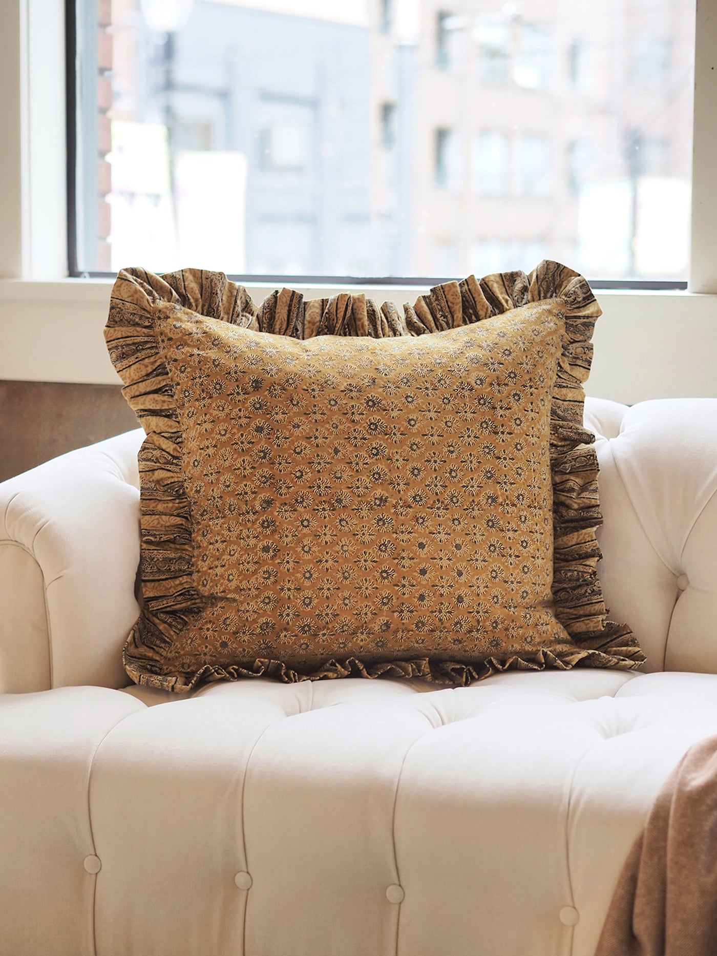 Anika Positano Ruffle Pillow | 22x22 - The Cross Decor & Design