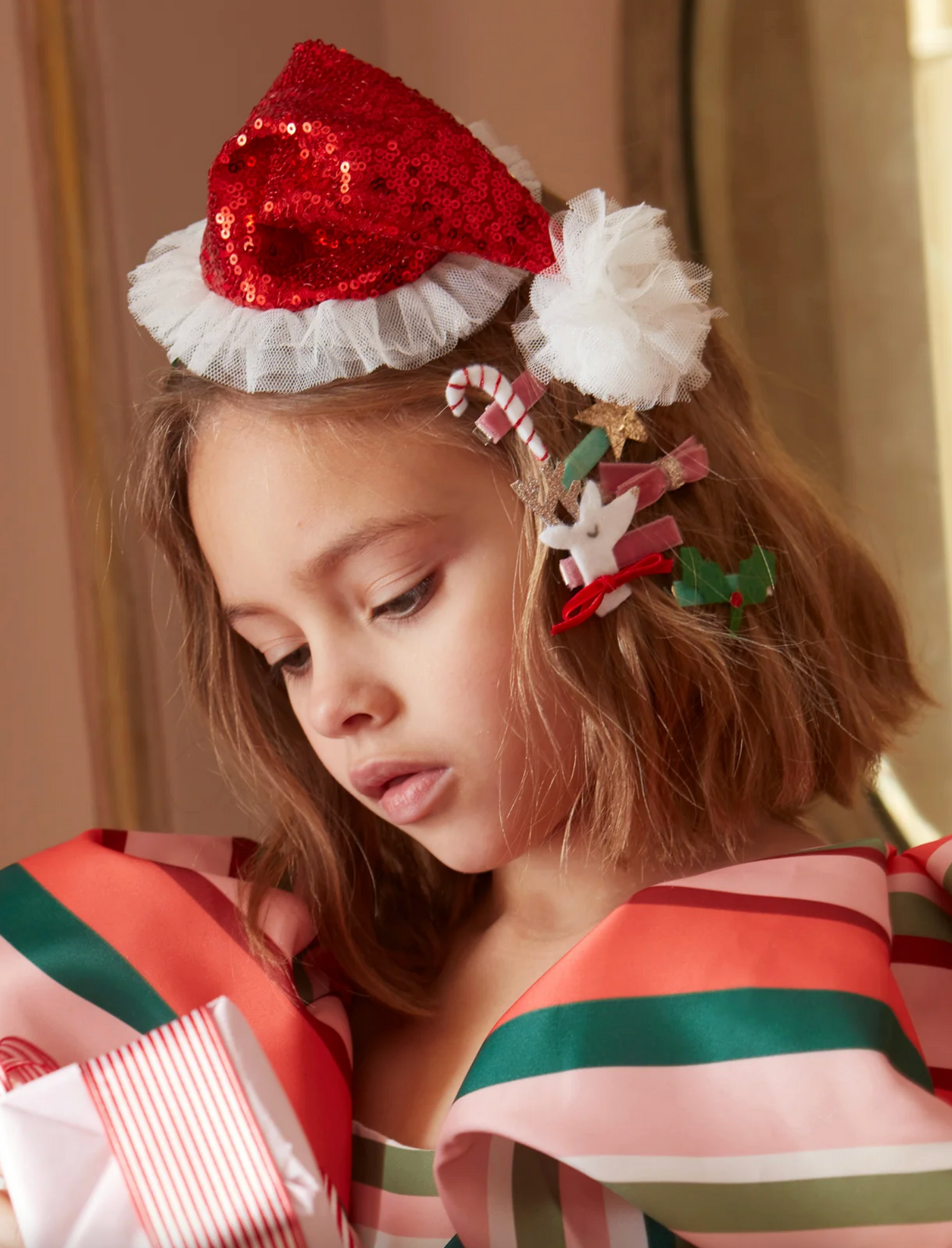 Sequin Santa Hat Hair Clip