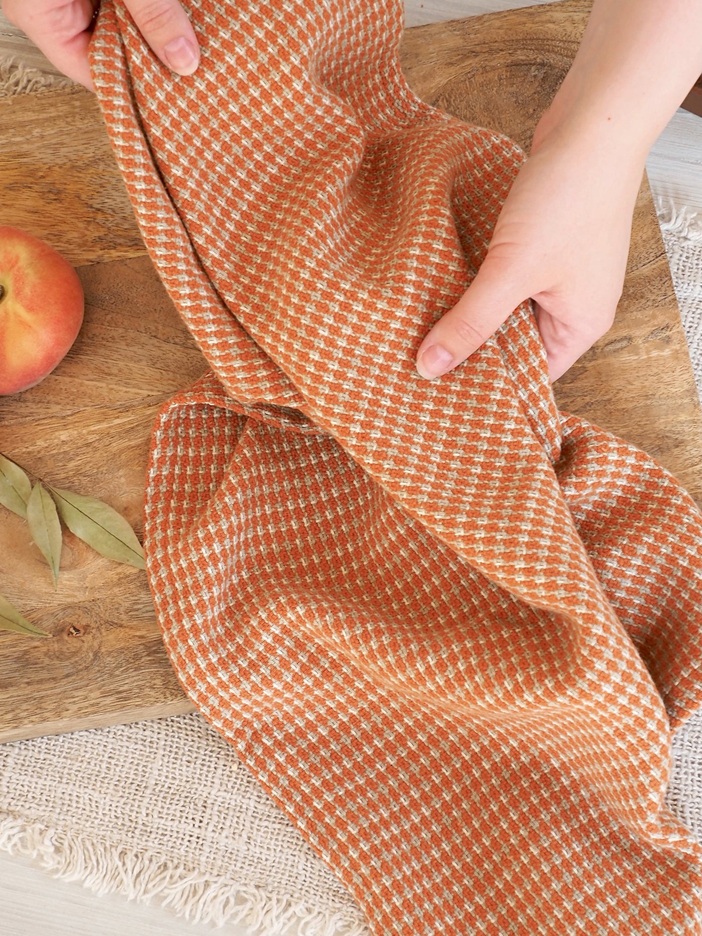 Dobby Orange Tea Towel