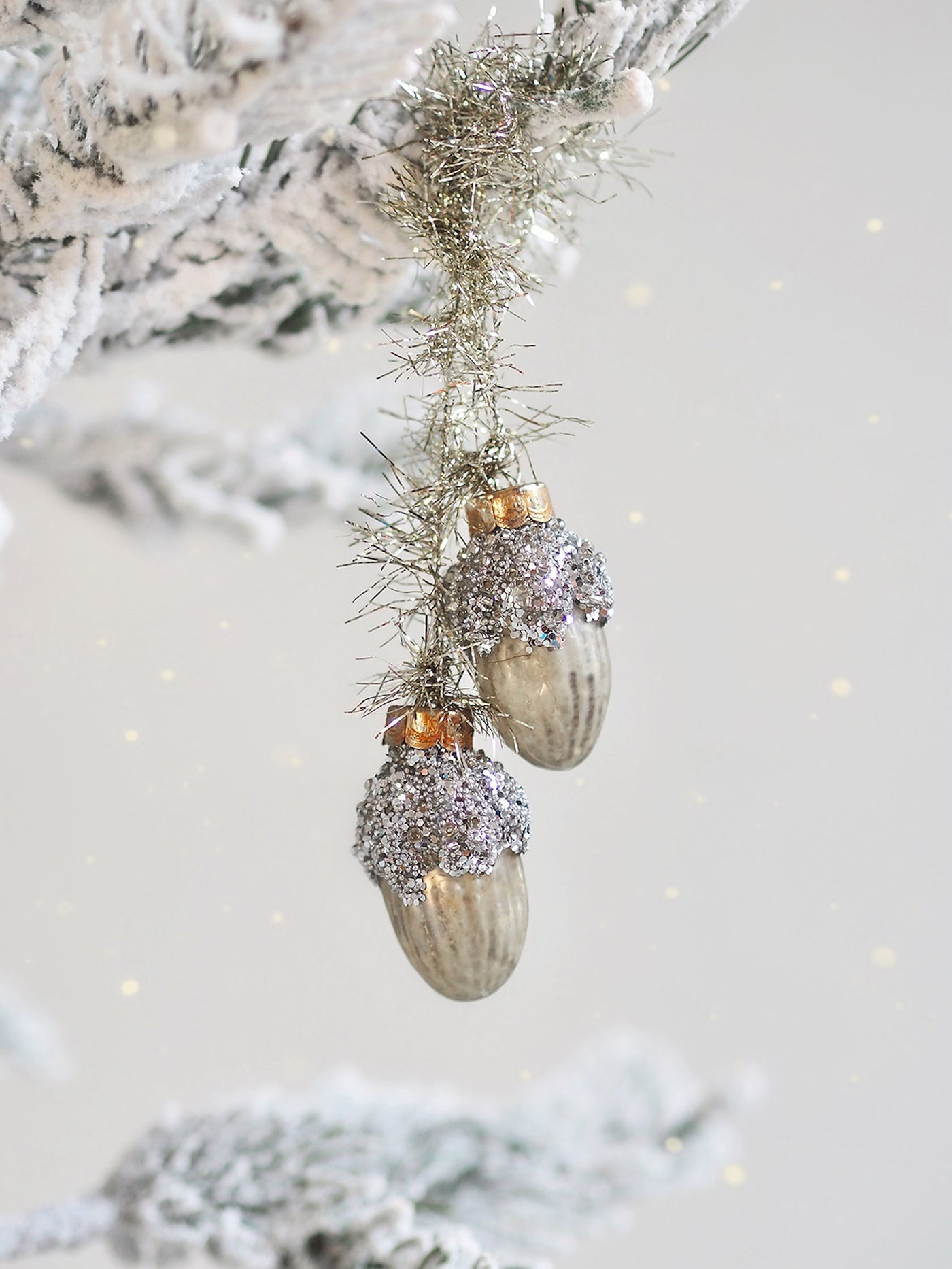 Frosted Silver Acorn Ornament