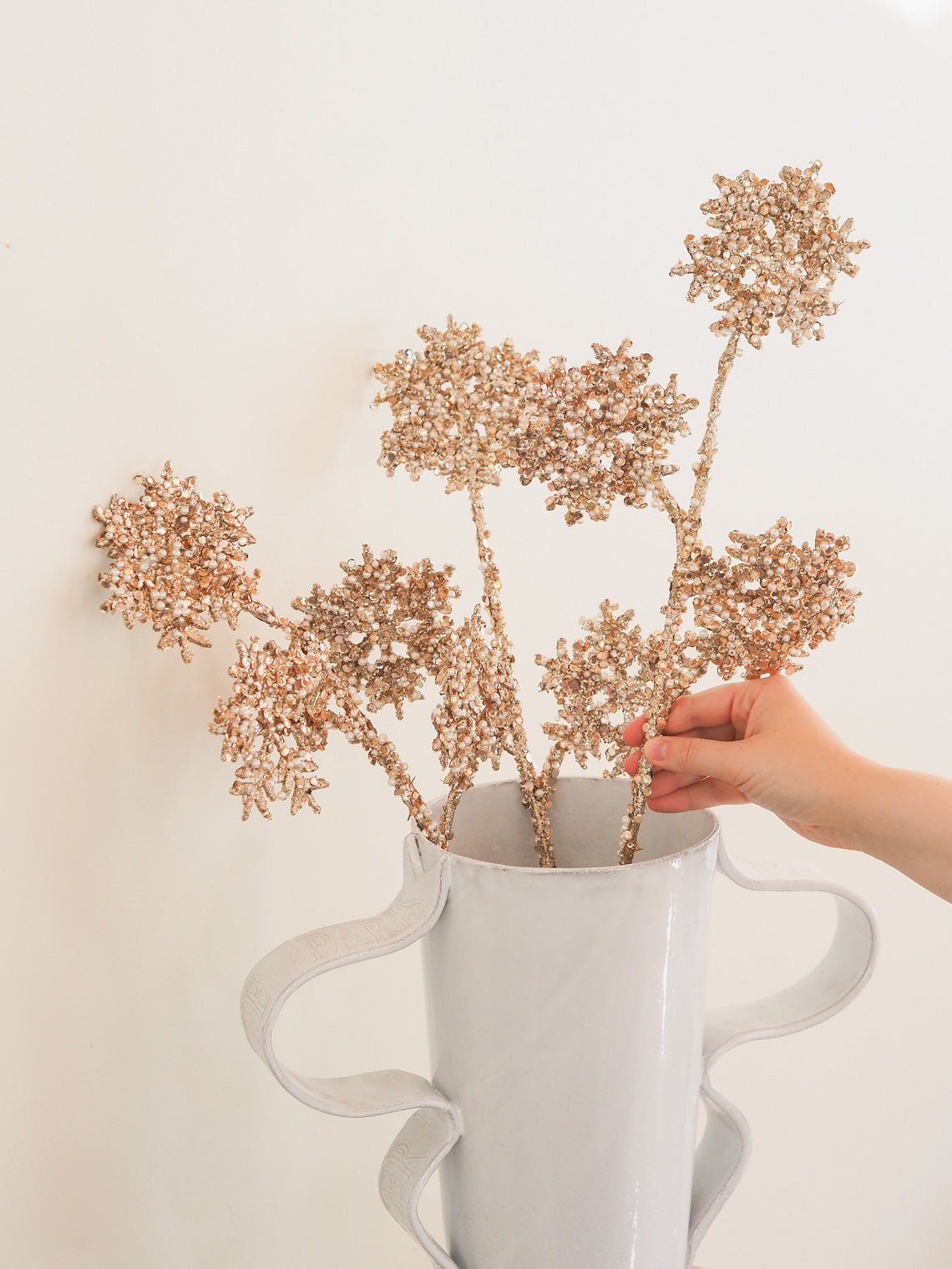 Sequin & Pearl Snowflake Stem - The Cross Decor & Design