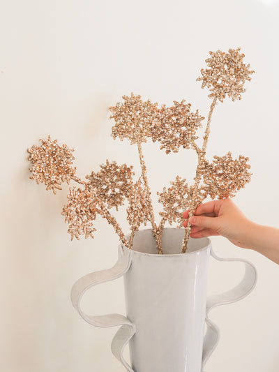 Sequin & Pearl Snowflake Stem - The Cross Decor & Design