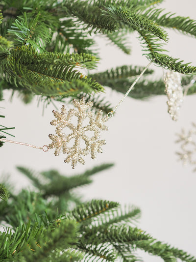Silver Beaded Snowflake Garland