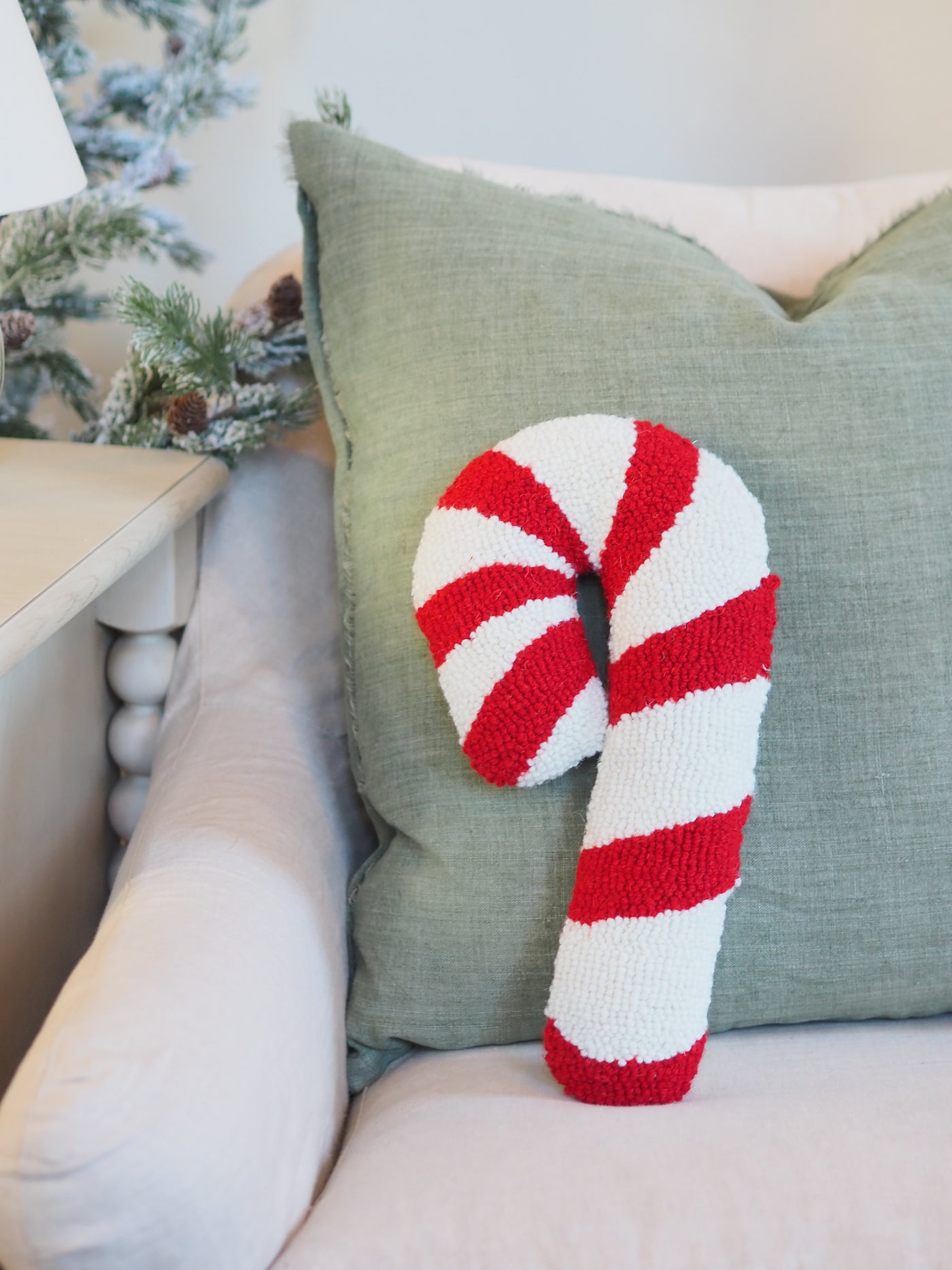 Candy Cane Hook Pillow 9x16