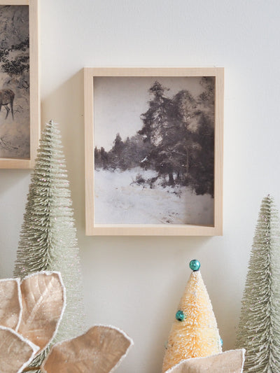 Vintage Snowy Forest Framed Print