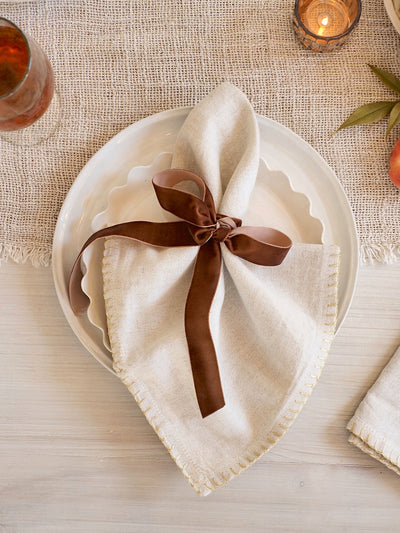 Luma Stitched Grey Linen Napkin