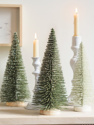 Glitter Green Bottle Brush Tree - The Cross Decor & Design