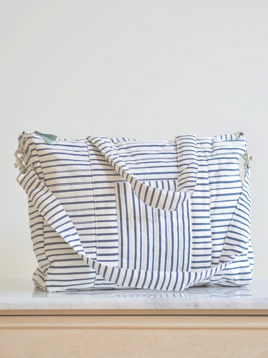 Navy Blue Stripe Diaper Bag - The Cross Decor & Design