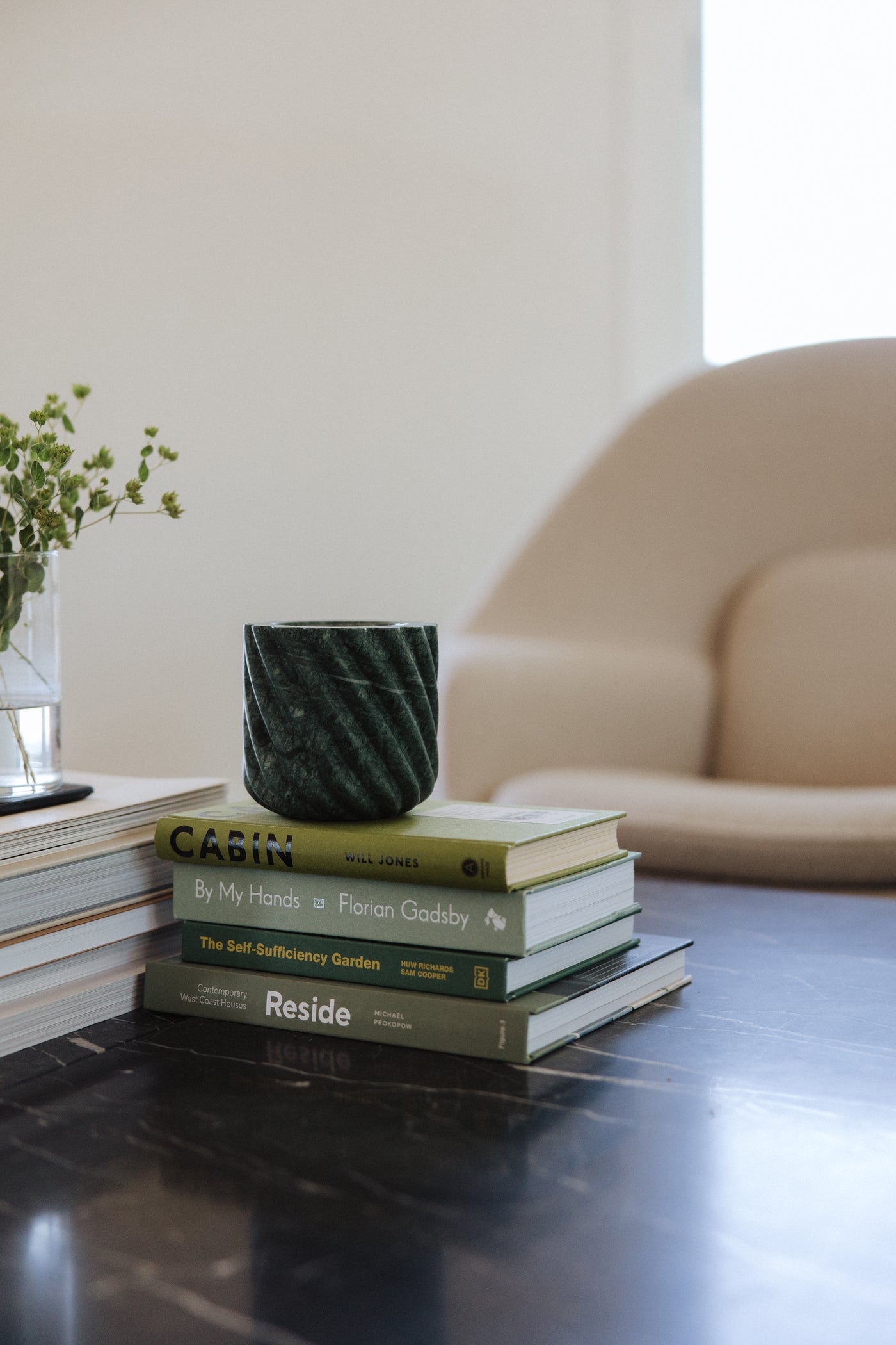 Emerald Green Marble Roped Refillable Vessel