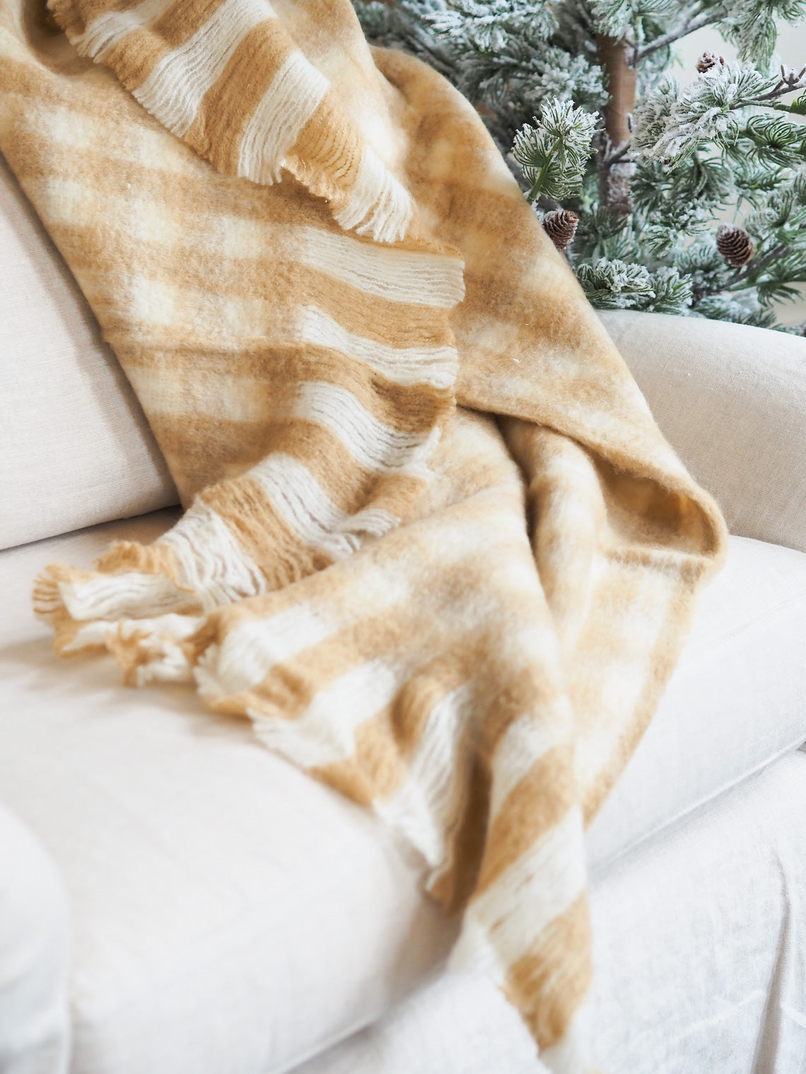 Brookes Gingham Camel Throw - The Cross Decor & Design