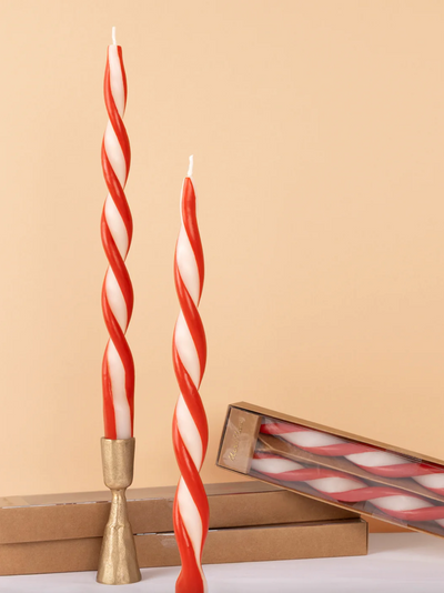 Red Stripe Twist Candles