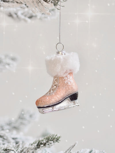 Snowy Pink Ice Skate Ornament