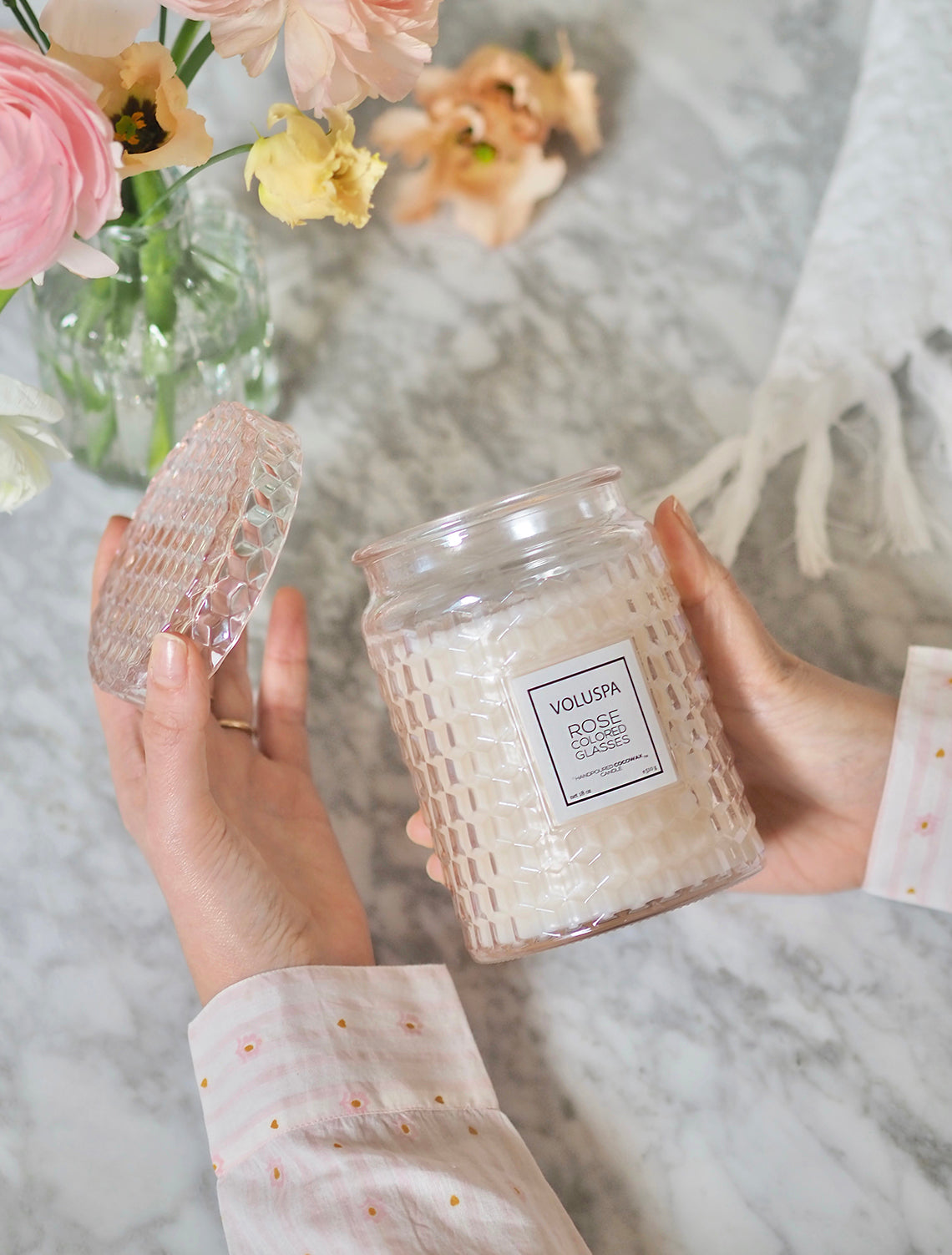 Rose Coloured Glass Jar Candle | Large - The Cross Decor & Design