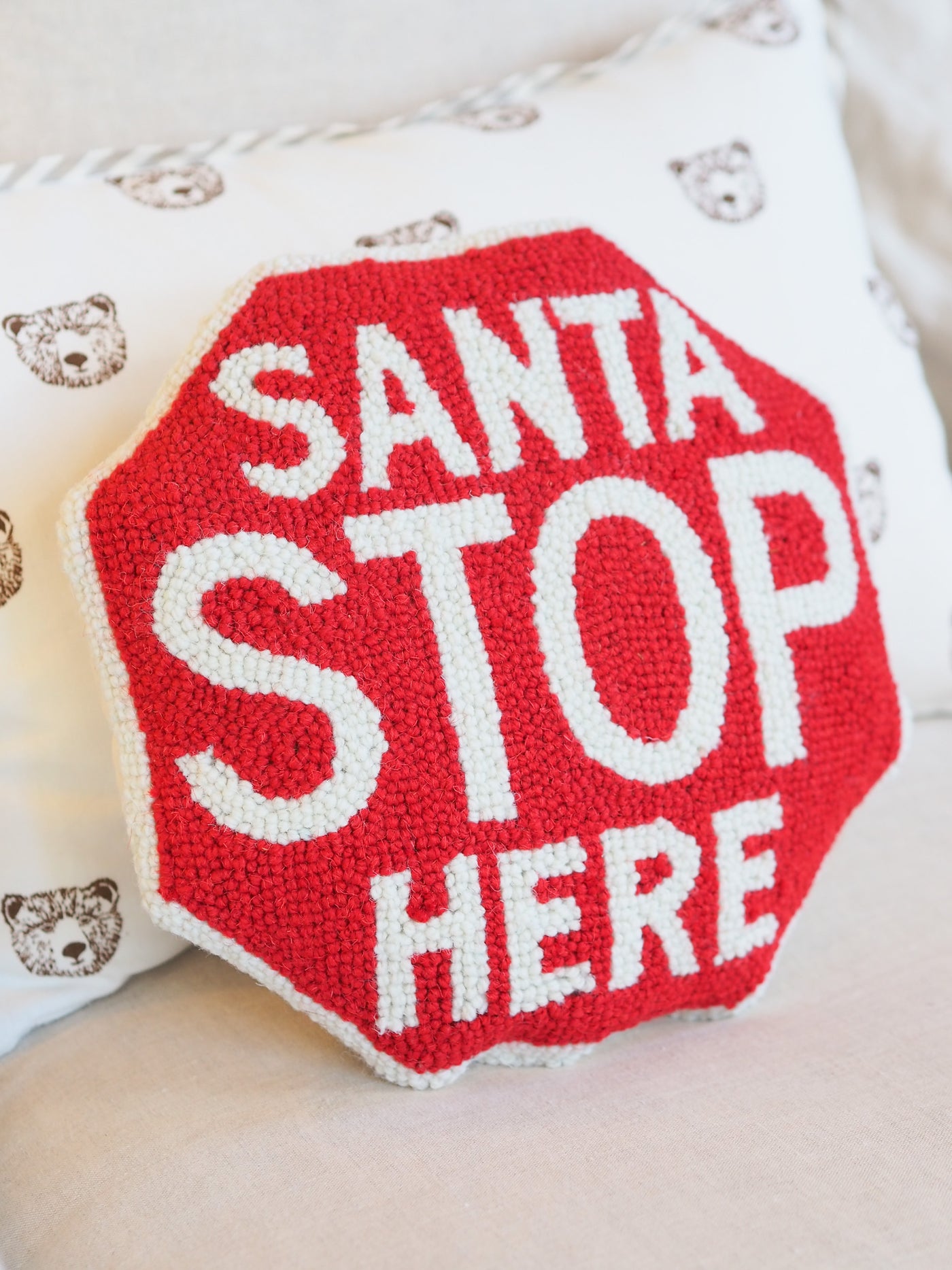 Santa Stop Sign Hook Pillow 12x12