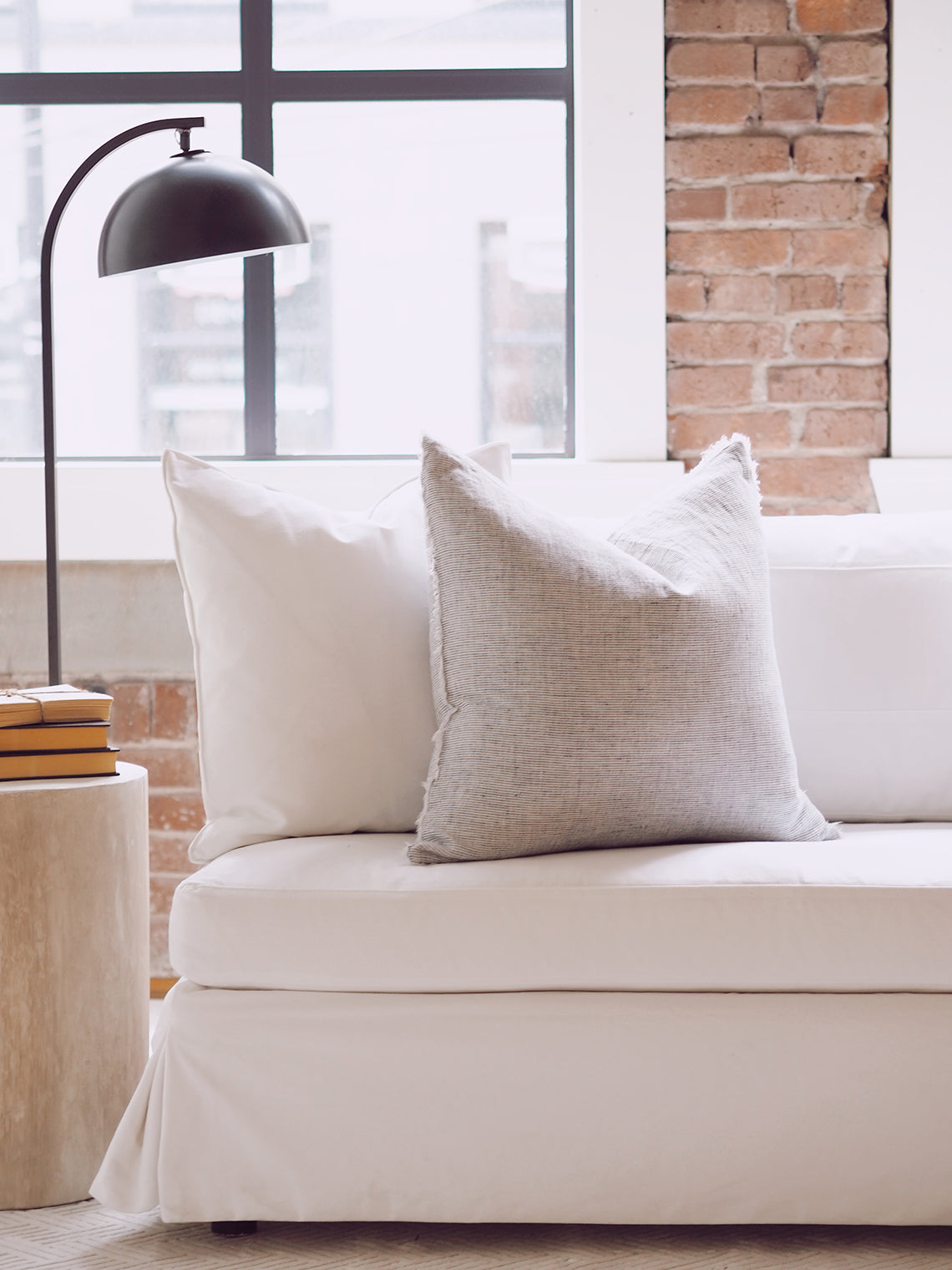 Lina Blue Stripe Pillow | 24x24 - The Cross Decor & Design