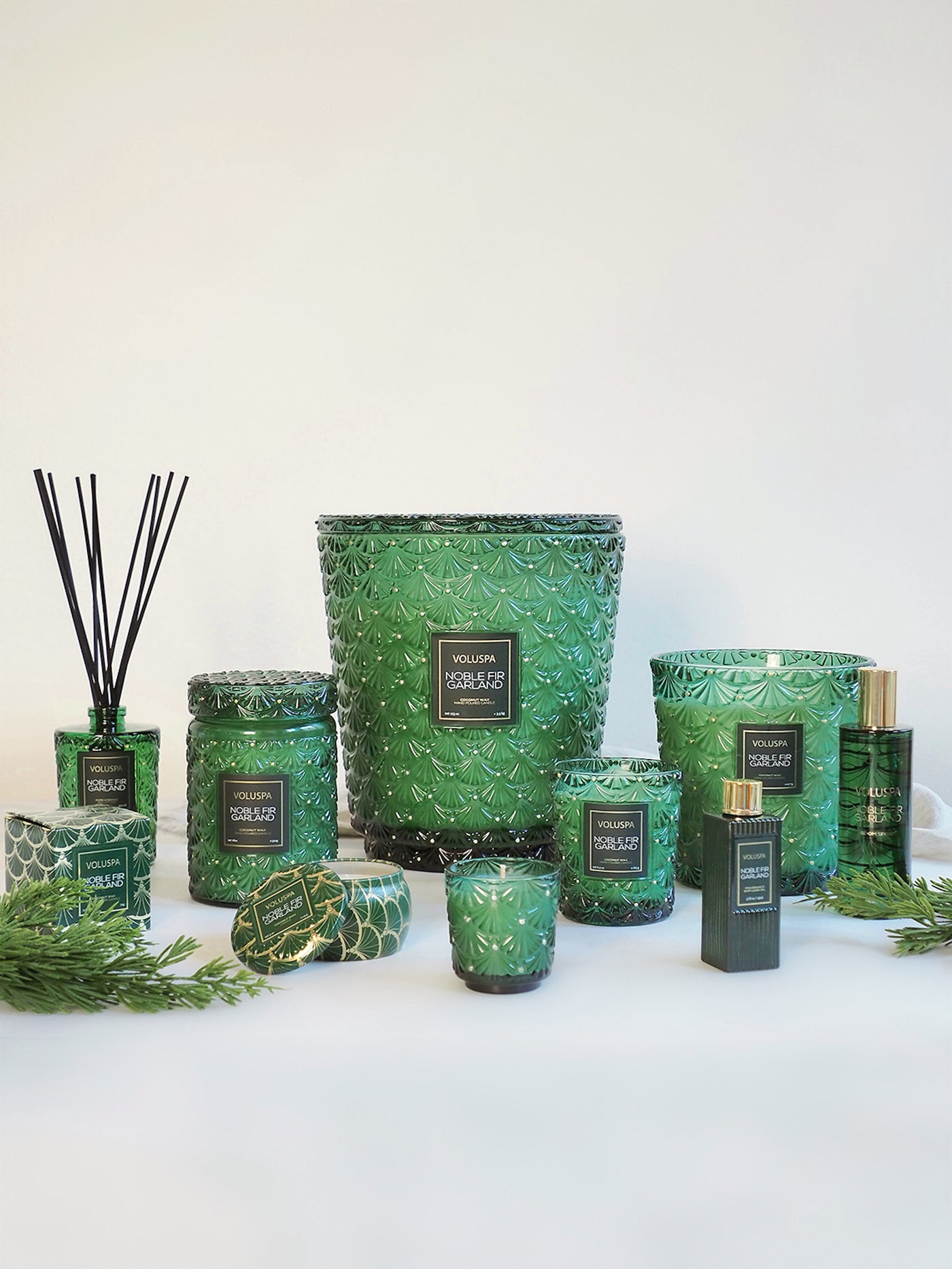 Noble Fir Garland Jar Candle | Large - The Cross Decor & Design