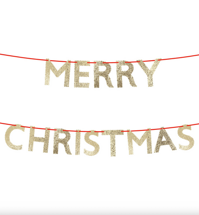 Glitter Scallop Merry Christmas Garland