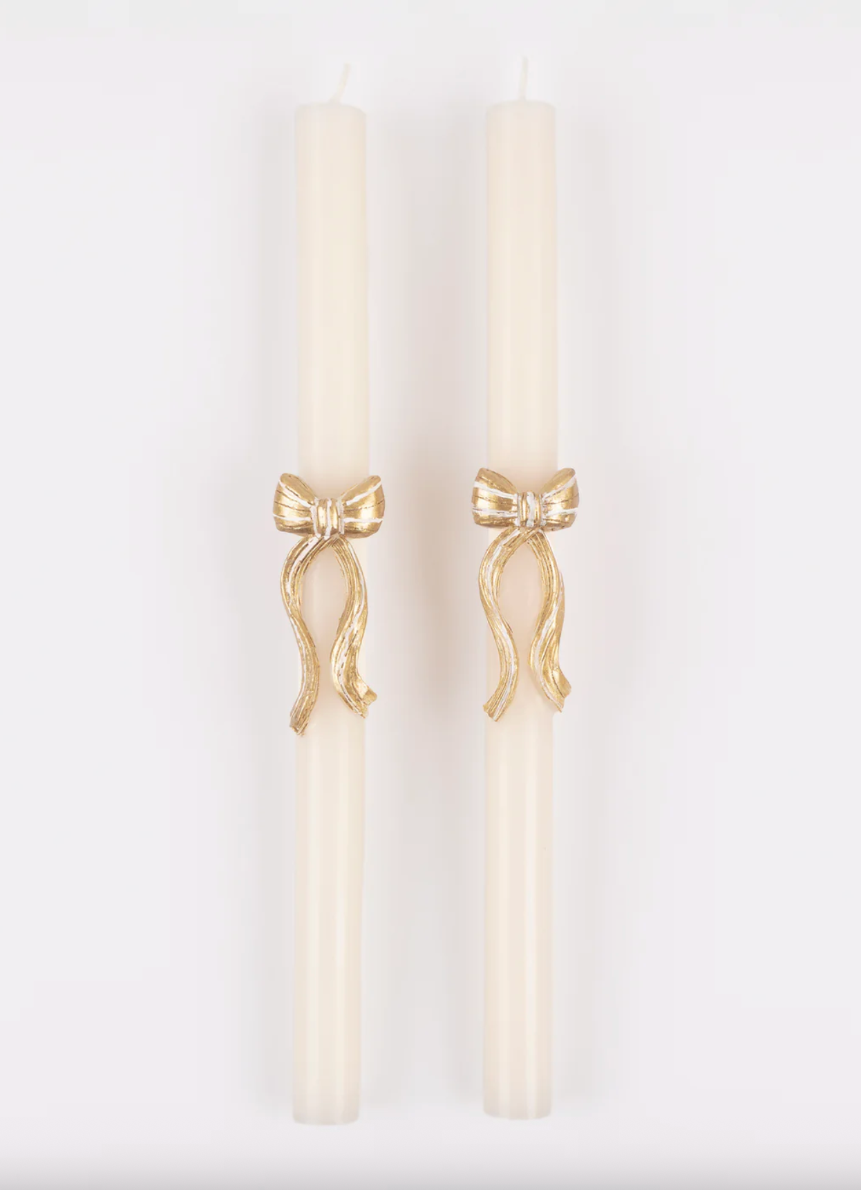 Gold Stripy Bow Table Candles