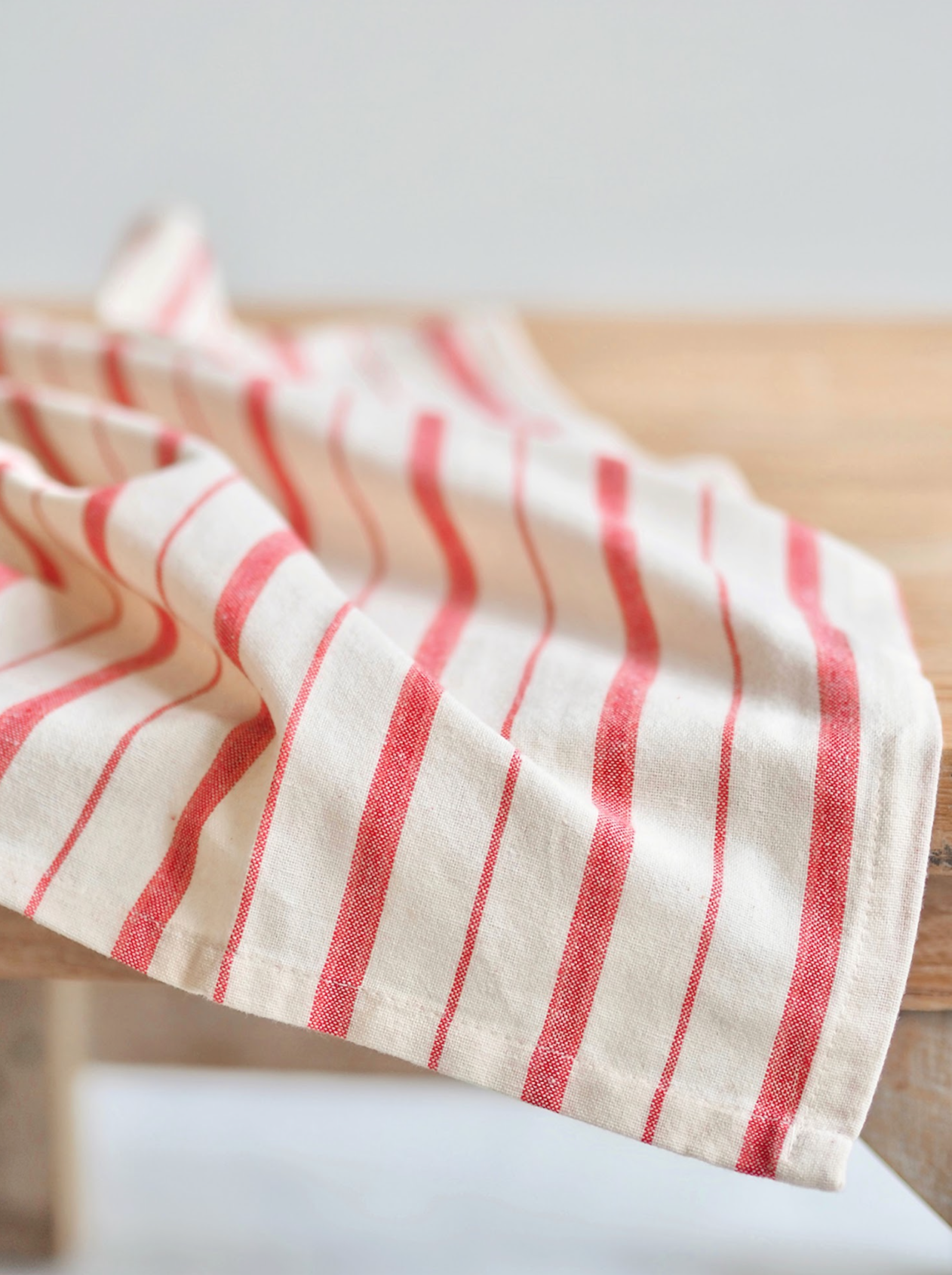 Festive Red Stripe Tea Towel