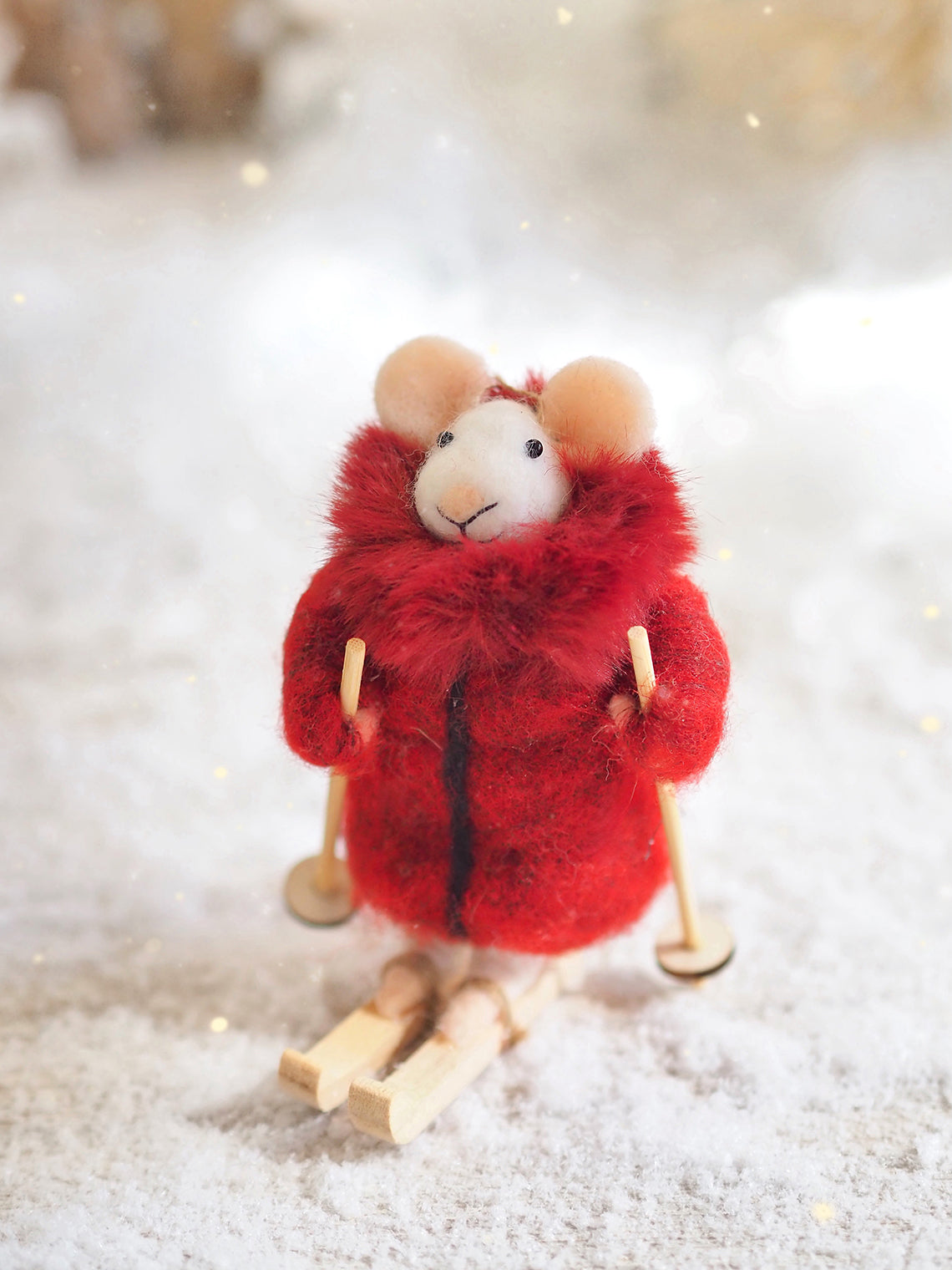 Ruby Puffer Skiing Mouse Ornament