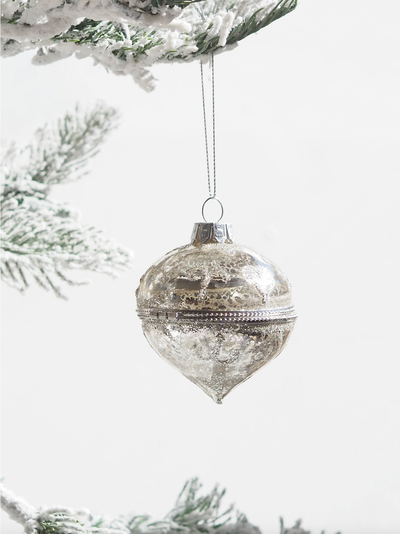 Ornate Droplet Silver Keepsake Ornament