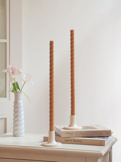 Rope Twist Miel Taper Candle Set | 18" - The Cross Decor & Design