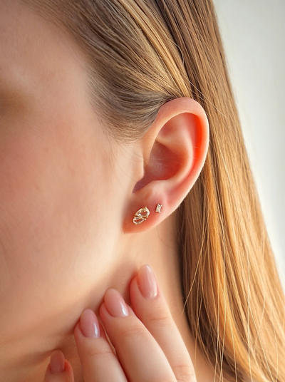 Tiny Baguette Studs | 10K - The Cross Decor & Design
