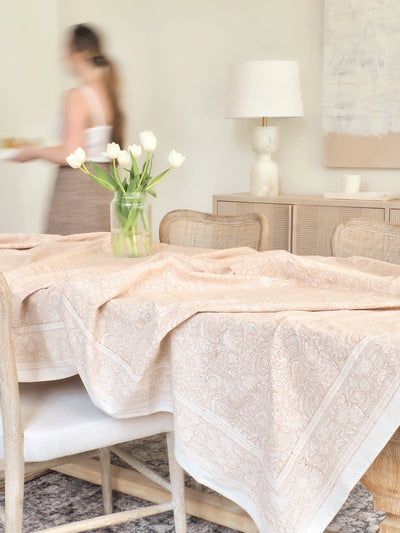 Clementine Block Print Tablecloth - The Cross Decor & Design