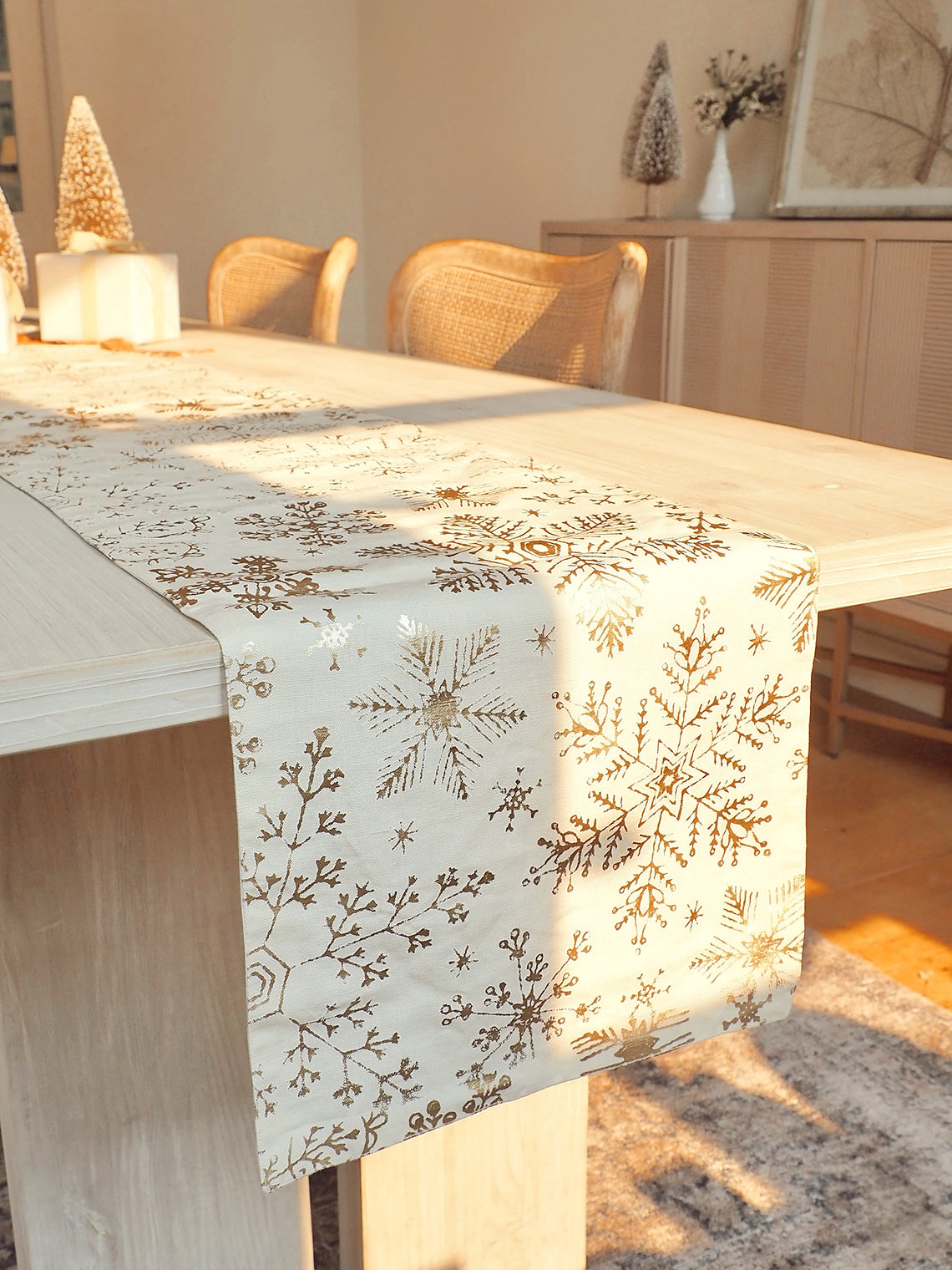 Gold Foil Snowflake Table Runner