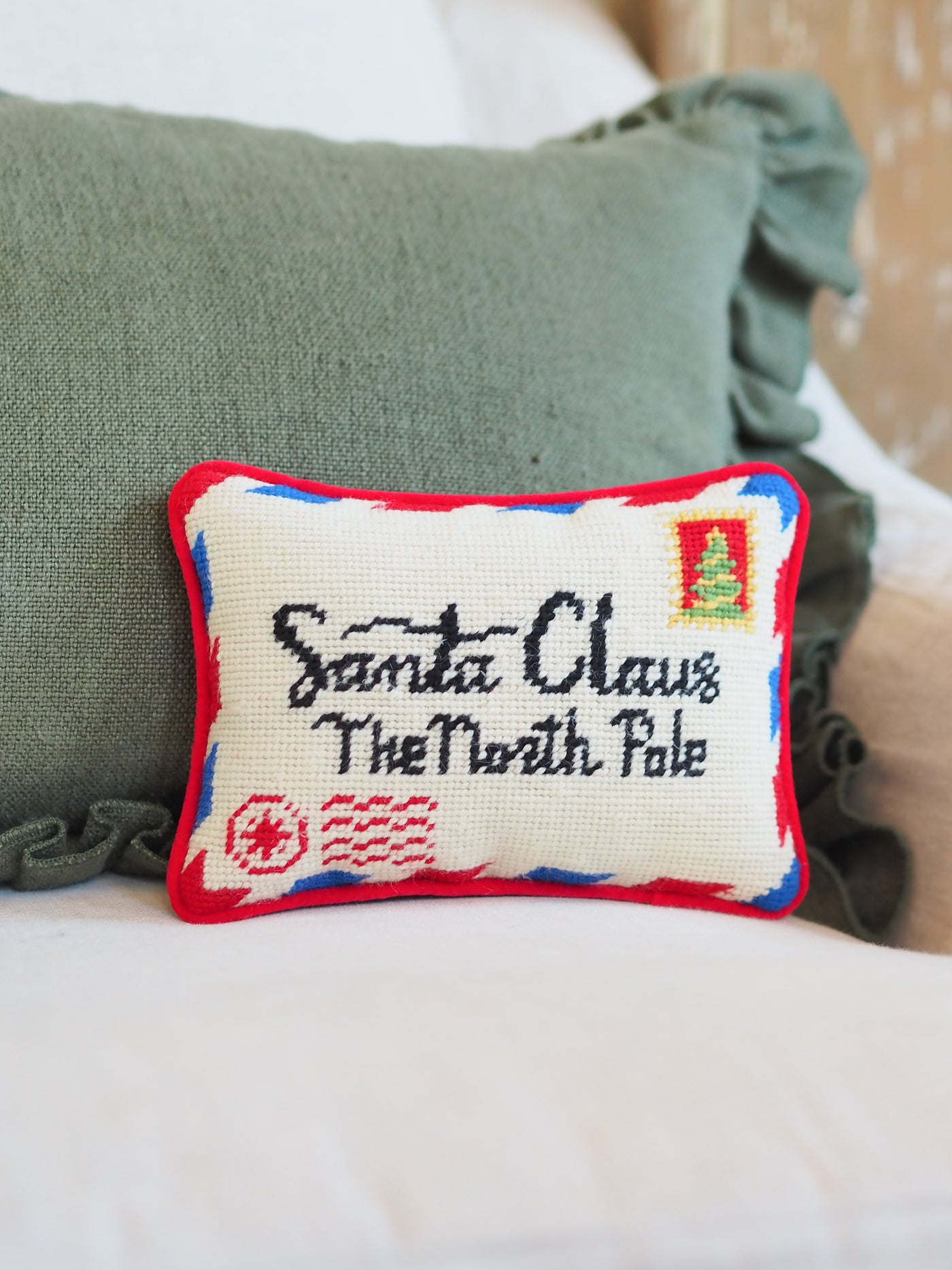 Letter to Santa Needlepoint Pillow 6.5x9