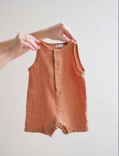 Camel Sleeveless Shortie Romper - The Cross Decor & Design