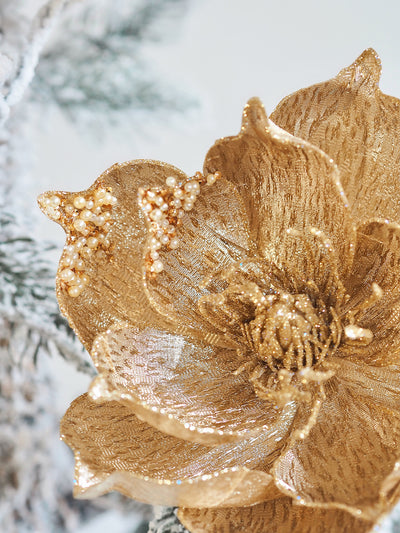 Gold Magnolia Clip-On Ornament - The Cross Decor & Design