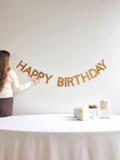 Gold Scallop Happy Birthday Garland - The Cross Decor & Design