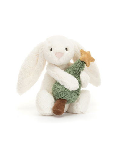 Jellycat Bashful Bunny with Christmas Tree