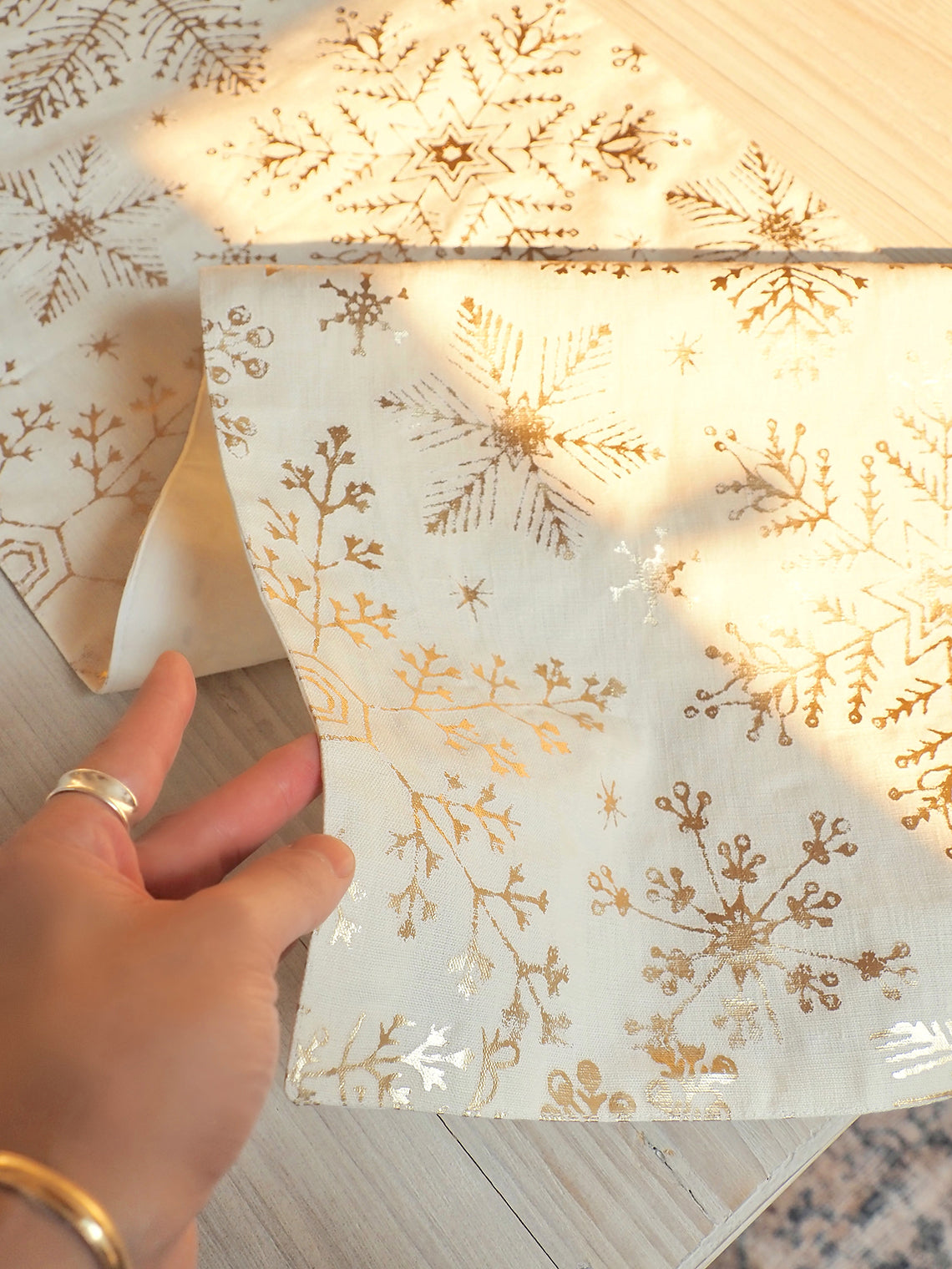 Gold Foil Snowflake Table Runner