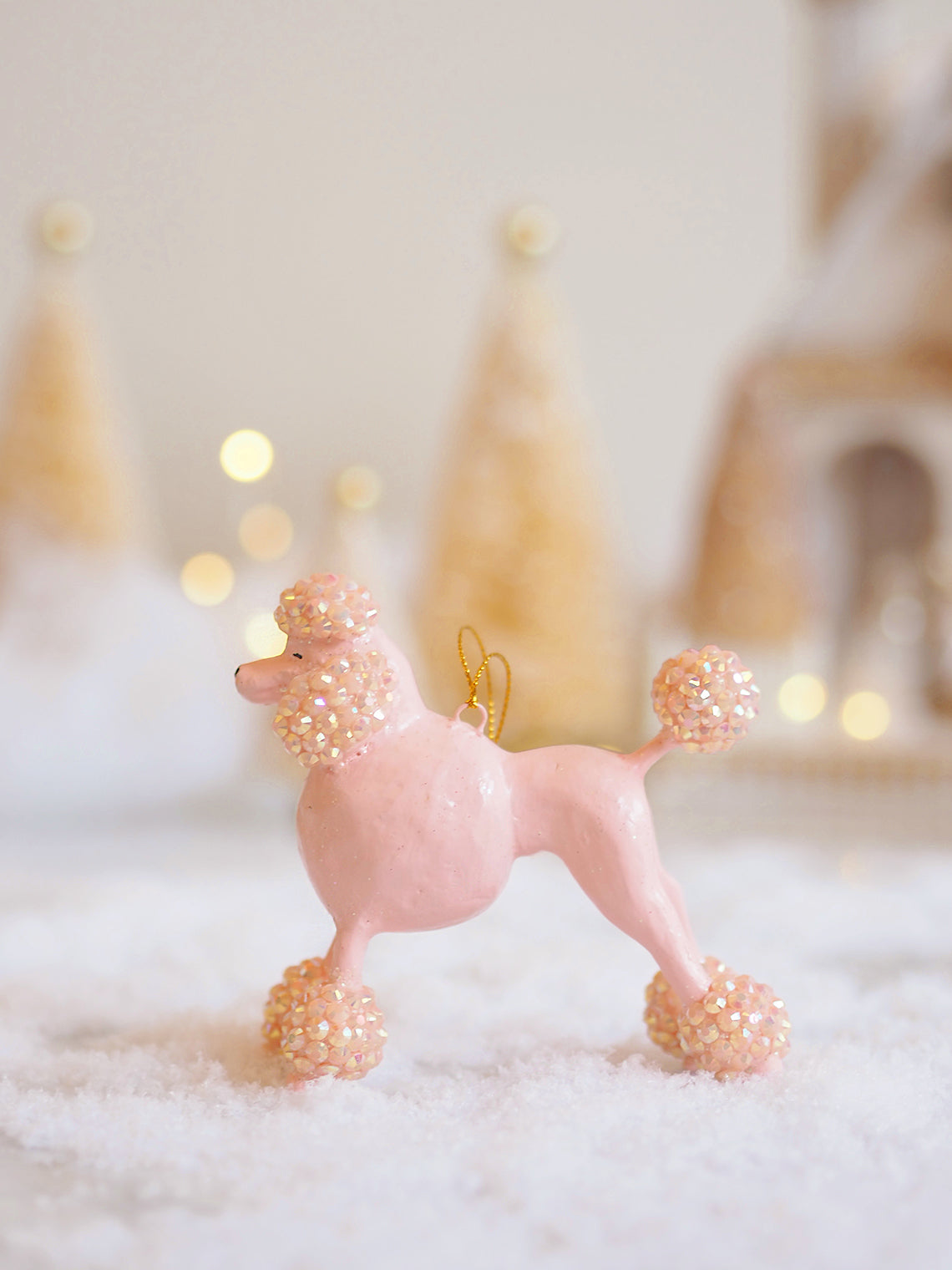 Pink Beaded Poodle Ornament