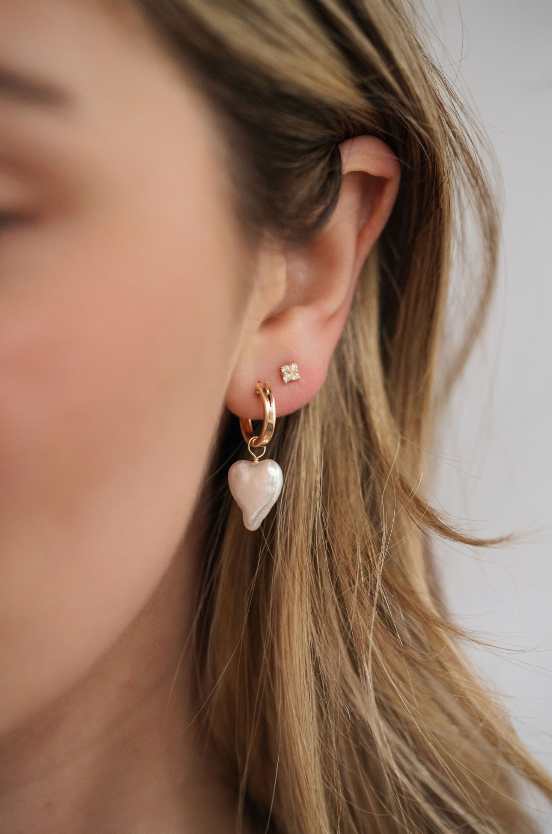 Amelia Pearl Heart Hoops - The Cross Decor & Design