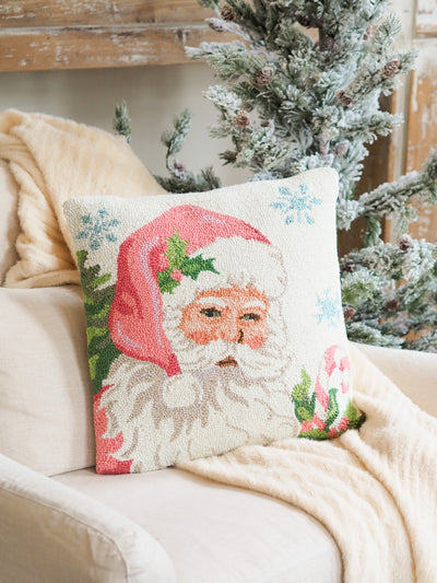 Santa White Hook Pillow 18x18