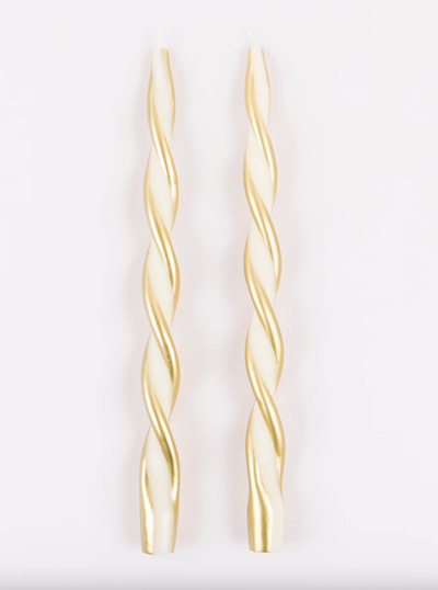 Gold Stripe Twist Candles