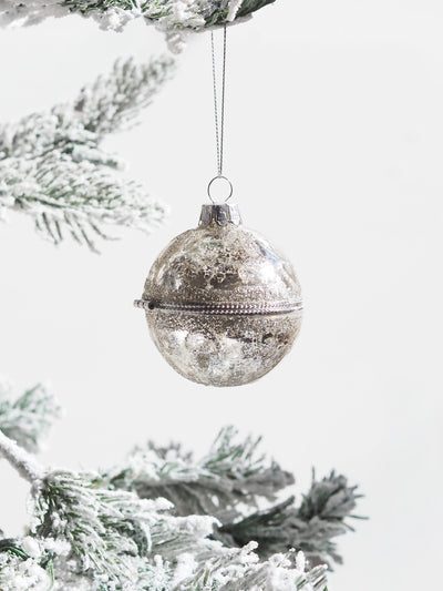 Ornate Round Silver Keepsake Ornament