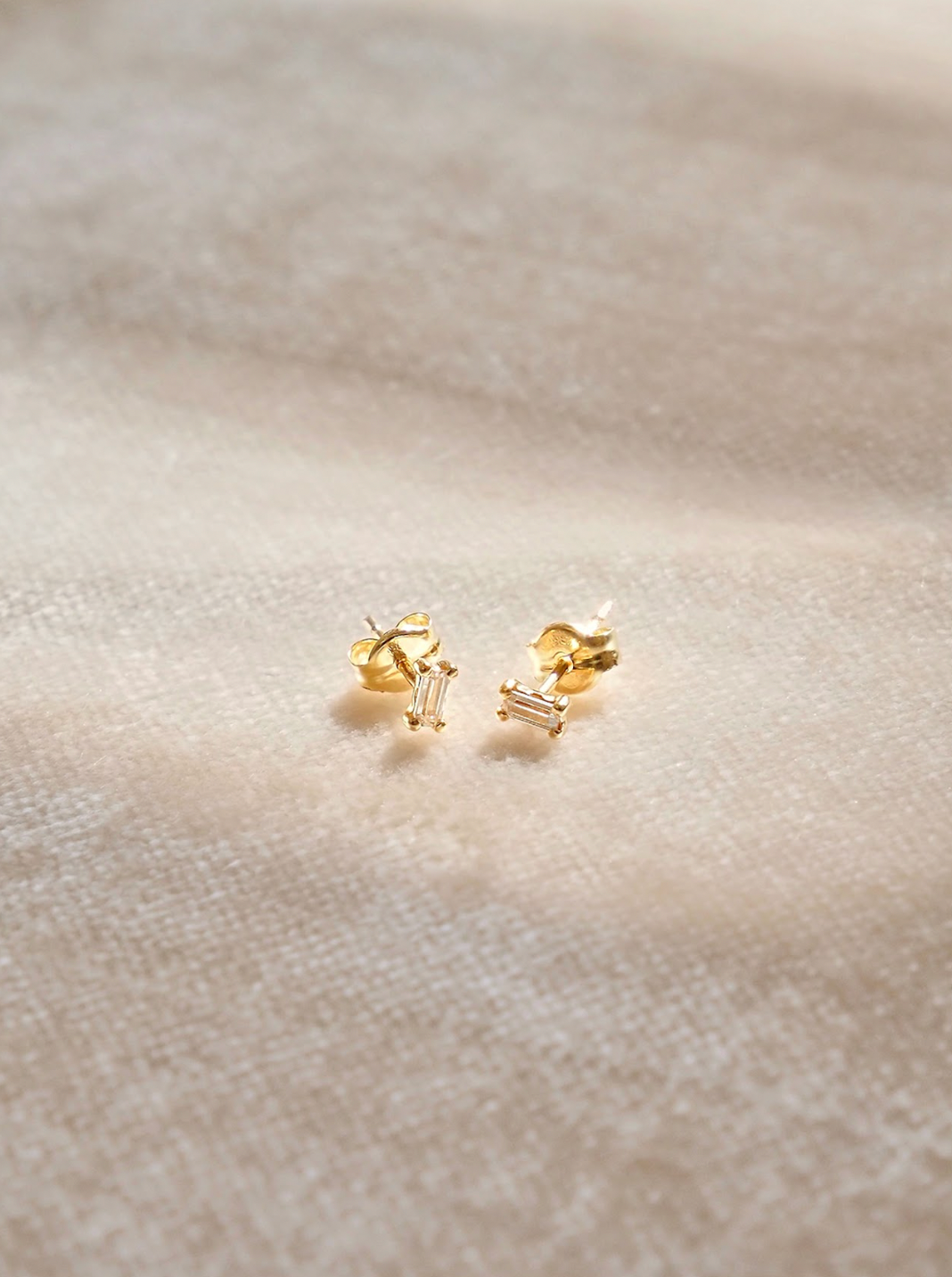 Tiny Baguette Studs | 10K - The Cross Decor & Design