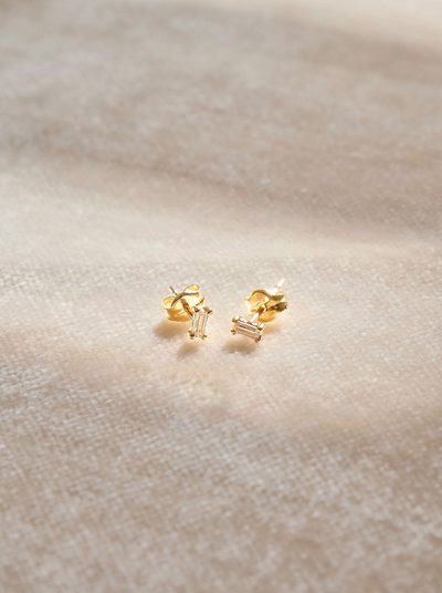 Tiny Baguette Studs | 10K - The Cross Decor & Design